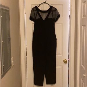 Navy Blue Slim Fit Jumpsuit (Shear Top)